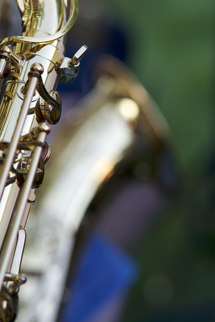 Detail saxofonu ve stojanu